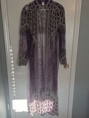 Krishma Sheer Embellished Purple Maxi Topper